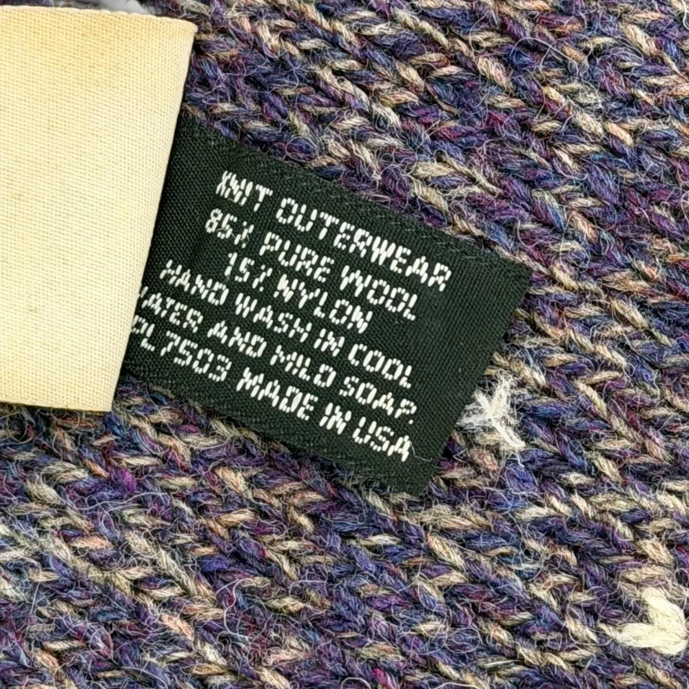 Eastern Mountain Sports Wool Scarf Purple Fair Isle Fringe USA Winter Knit